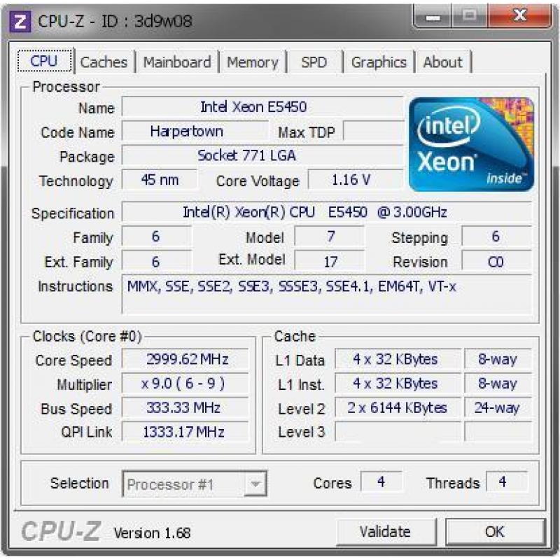 Xeon E5450 3.0ghz QuadCore