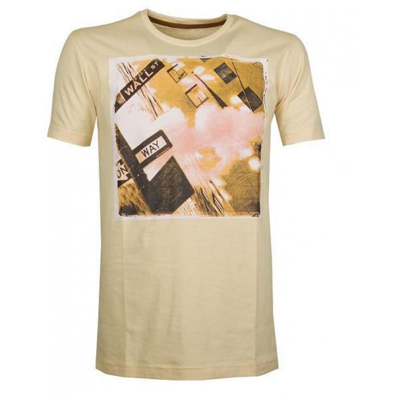 Big size T-shirt met print, beige