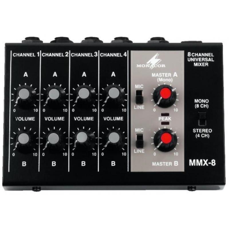 Microfoon mixer met 8 mono kanalen