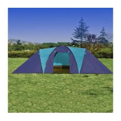 Polyester 9-persoons kampeertent (donkerblauw/blauw)