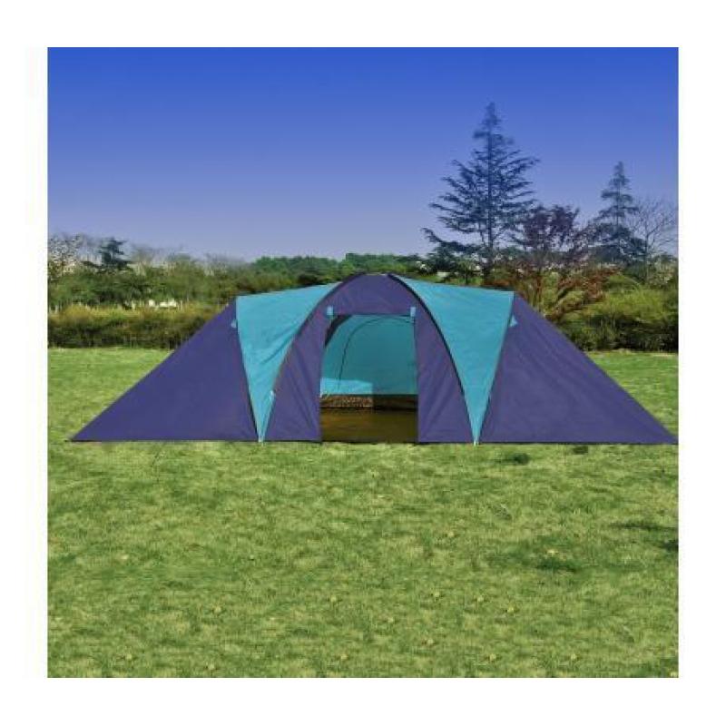 Polyester 9-persoons kampeertent (donkerblauw/blauw)