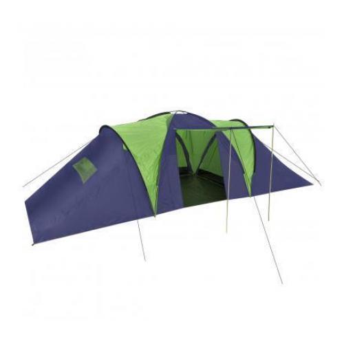 Polyester 9-persoons kampeertent (blauw/groen)