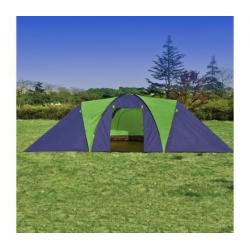 Polyester 9-persoons kampeertent (blauw/groen)