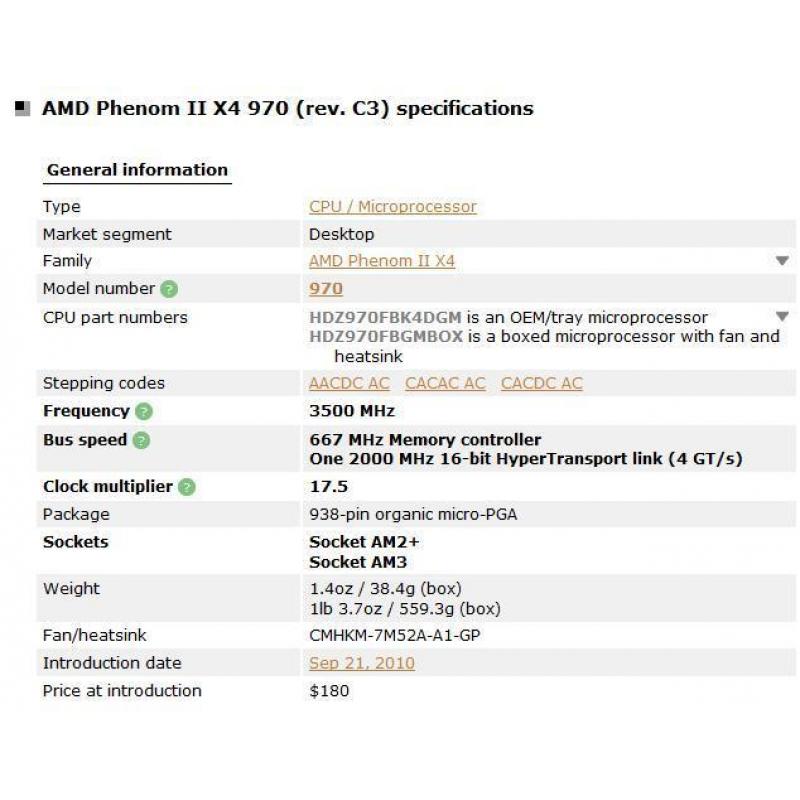 AMD Phenom II X4 970 3.5 Ghz quad