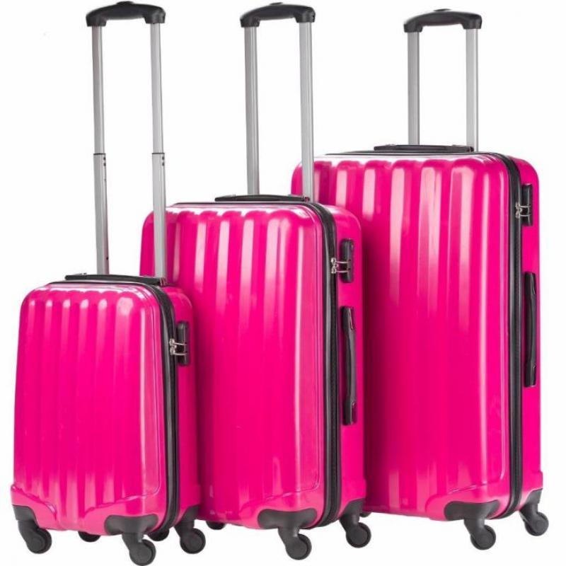 Travelz roze kofferset TSA 4-wiel , 3 koffers, harde koffer