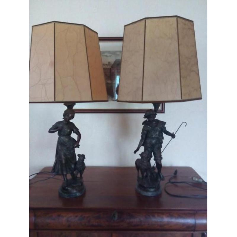 Set bronzen schemerlampen met merkje