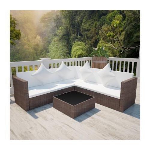 Rattan lounge set met twee-zits sofa (bruin)