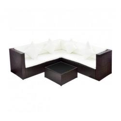 Rattan lounge set met twee-zits sofa (bruin)