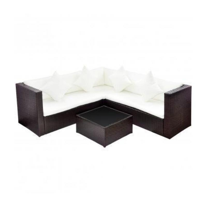 Rattan lounge set met twee-zits sofa (bruin)