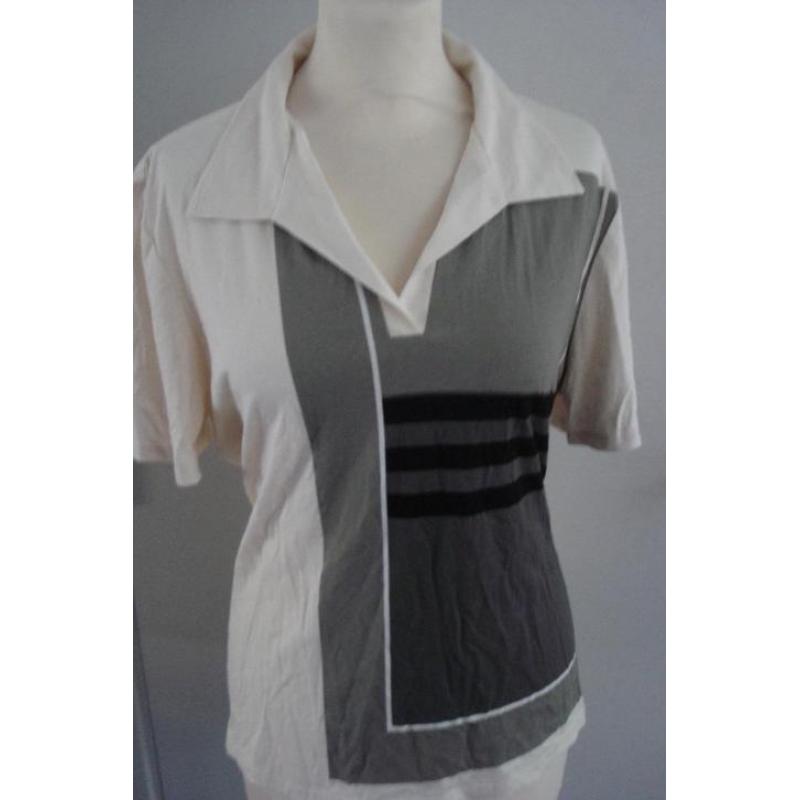 poloshirt beige met print maat 44