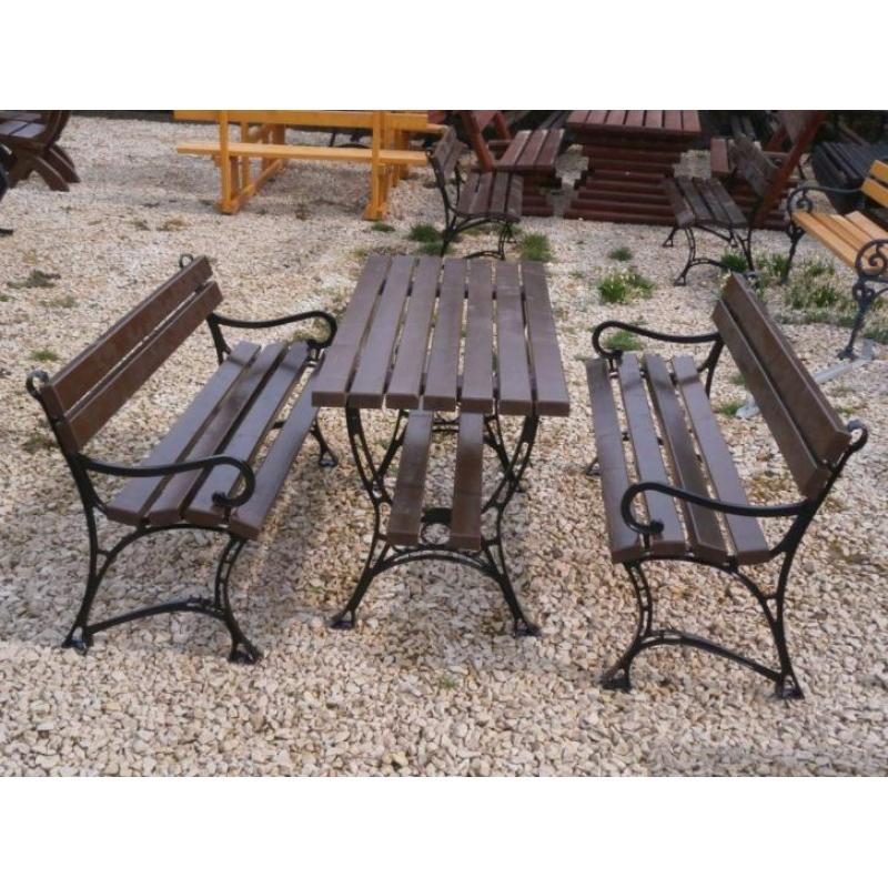 Mega aktie!!! gietijzeren houten tuinset- levering gratis!!!