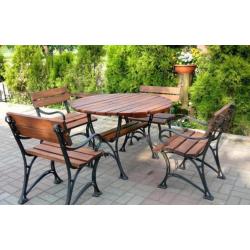 Mega aktie!!! gietijzeren houten tuinset- levering gratis!!!