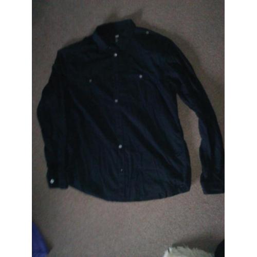 Zwarte luchtige heren blouse / overhemd, maat L