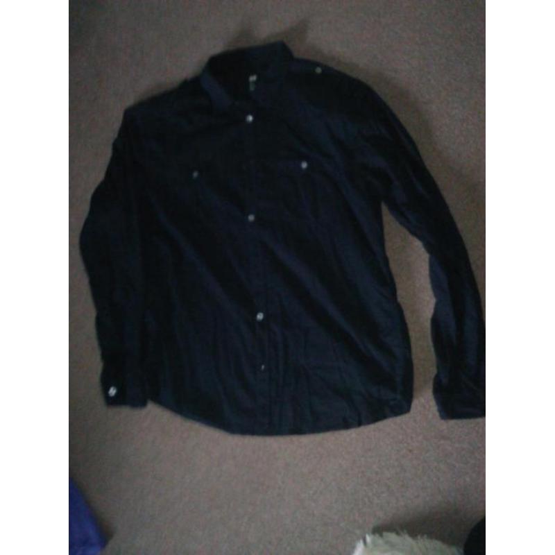 Zwarte luchtige heren blouse / overhemd, maat L