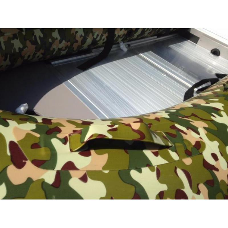 Rubberboot camouflage aluminium vloer nieuw karperboot