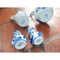 4 stuks Delfts Blauw uit verzameling vaasjes en kannetjes