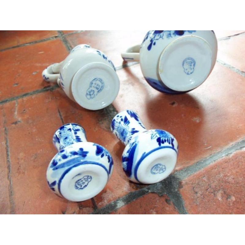 4 stuks Delfts Blauw uit verzameling vaasjes en kannetjes