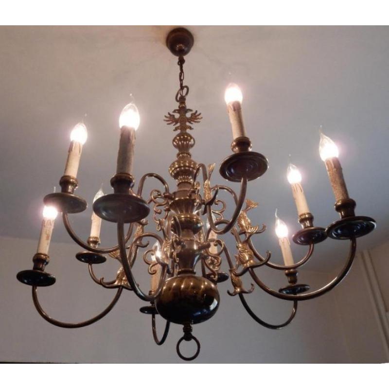 JB3327) Dubbelle Koperen Vlaamse 10 lamps