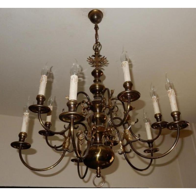 JB3327) Dubbelle Koperen Vlaamse 10 lamps