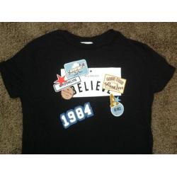 Zara shirt/top zwart met print/patches S