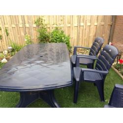 Zeer goed tuinset merk Hartman tafel met 6 stoelen