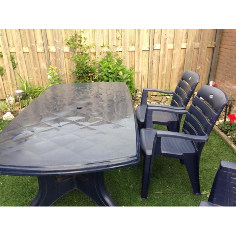 Zeer goed tuinset merk Hartman tafel met 6 stoelen