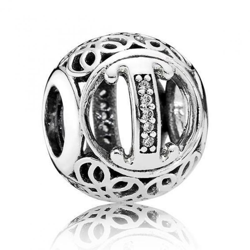 Pandora Bedel zilveren Letter Vintage 'I' 791853CZ