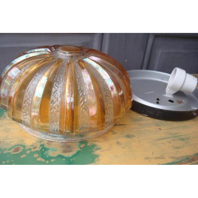 lamp plafonniere plafondlamp retro vintage glazen rond