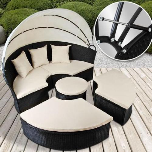 *NIEUWE* 2-1 wicker Loungeset (loungebed) zwart