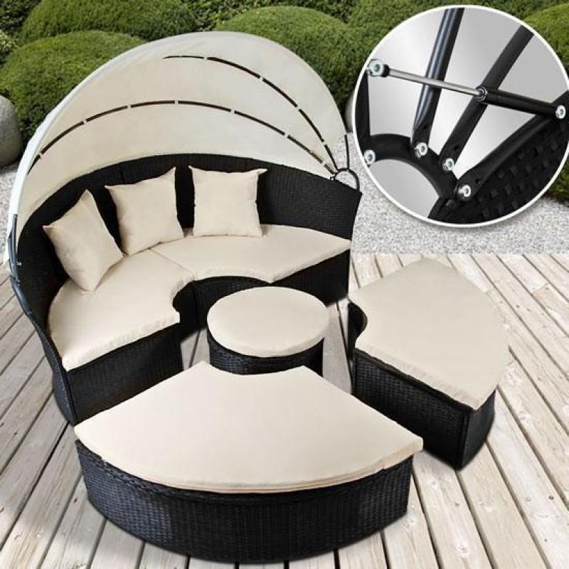 *NIEUWE* 2-1 wicker Loungeset (loungebed) zwart