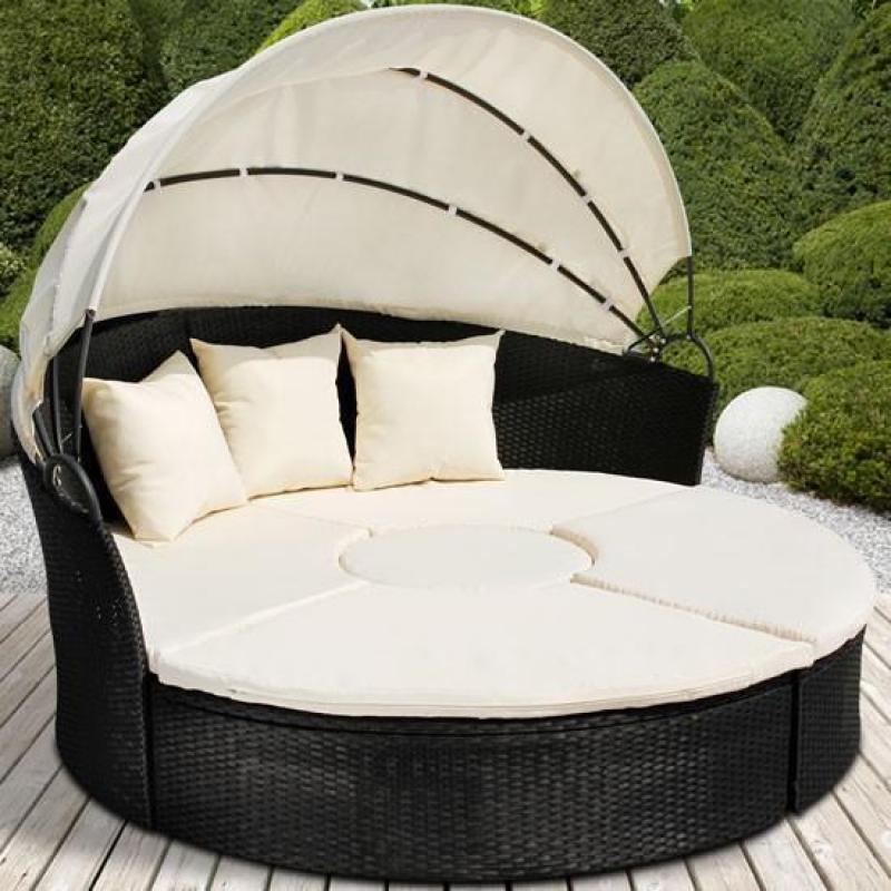 *NIEUWE* 2-1 wicker Loungeset (loungebed) zwart