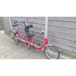 Mooie rode HJD DUO fiets ouder kind tandem