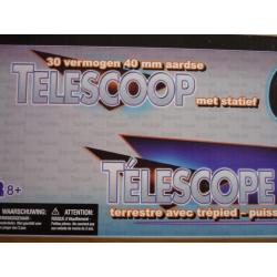 Telescoop met statief, 30 vergroting, 40 mm, nieuw!
