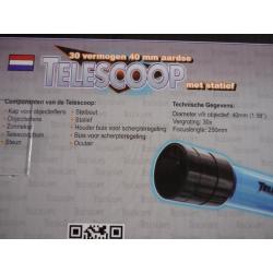 Telescoop met statief, 30 vergroting, 40 mm, nieuw!