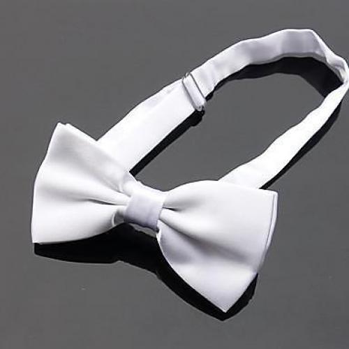 Luxe vlinderstrik / vlinderdas van polyester effen (Wit)
