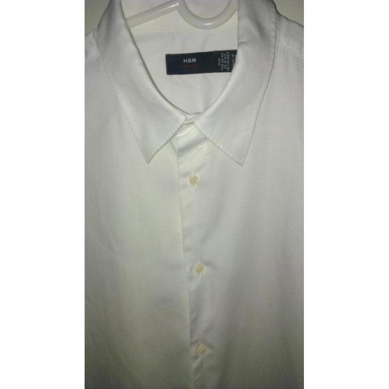 Wit overhemd heren Medium met korte mouwen, H&M maat m