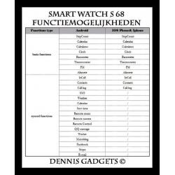 Dennis Gadgets: Smart watch S 68 Zwart