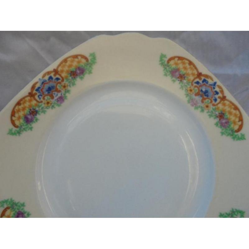 Antieke Schaal Kleurrijke Art Deco Decoratie Czecho Slova