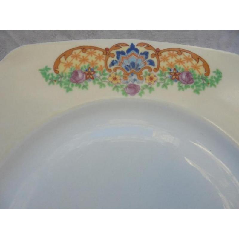 Antieke Schaal Kleurrijke Art Deco Decoratie Czecho Slova