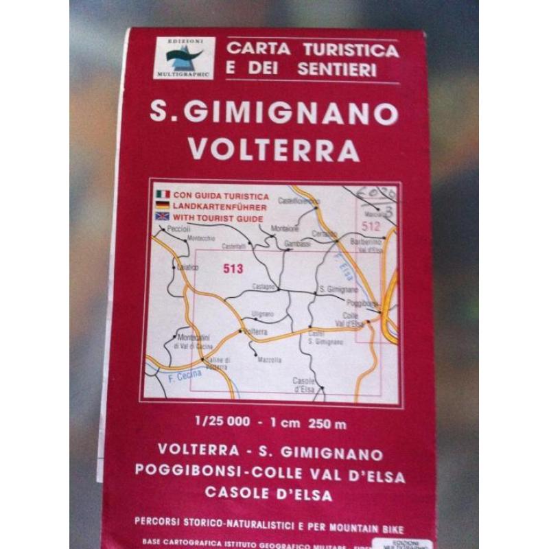 S.Gimignano,Volterra Poggibonsi topografische kaart