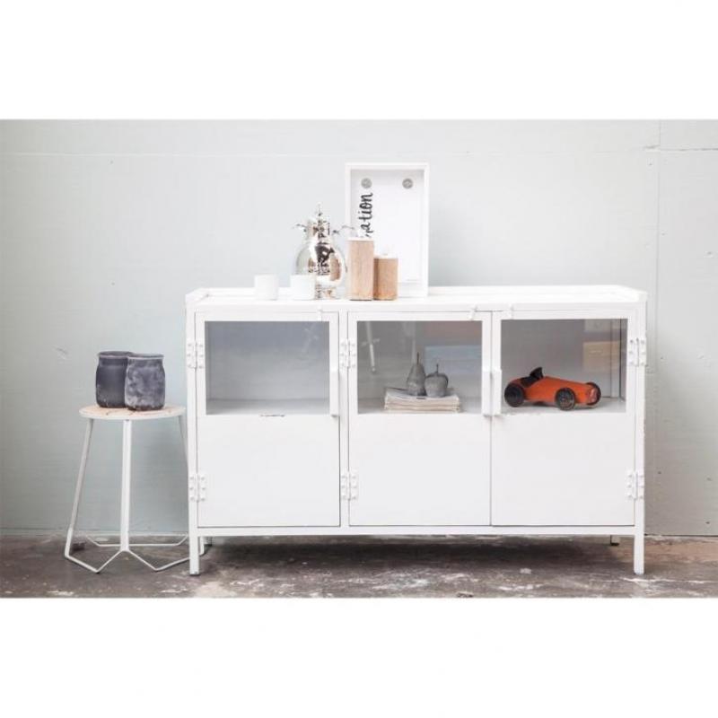 Industrieel Dressoir Glas Wit Nu €339,- Bij Giga Meubel