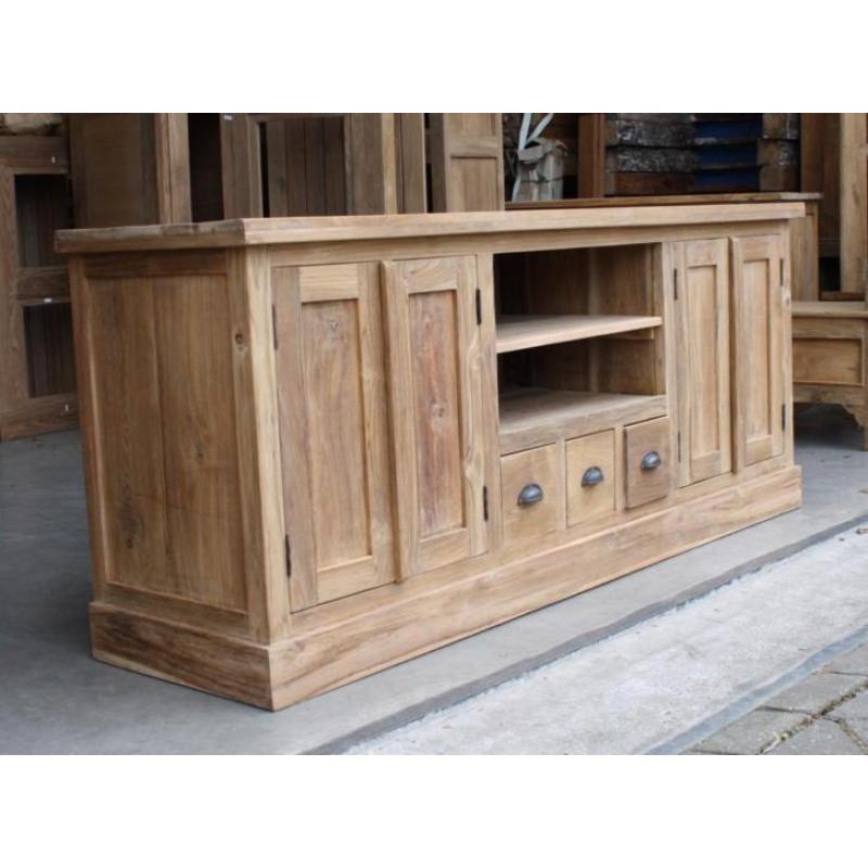 TV meubel van teakhout 180cm breed te koop bij Indoteak