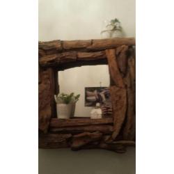 Prachtige houten spiegel