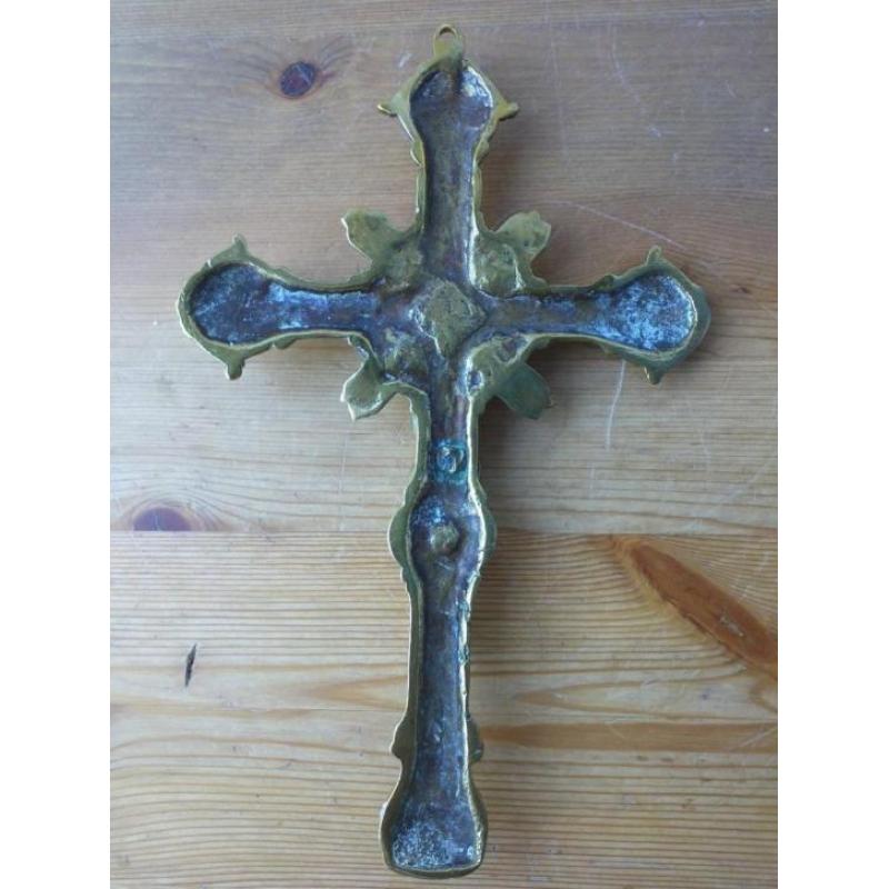 Kruisbeeld hanger antiek bronzen topstuk uit Engeland 20,5cm