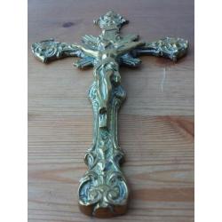 Kruisbeeld hanger antiek bronzen topstuk uit Engeland 20,5cm