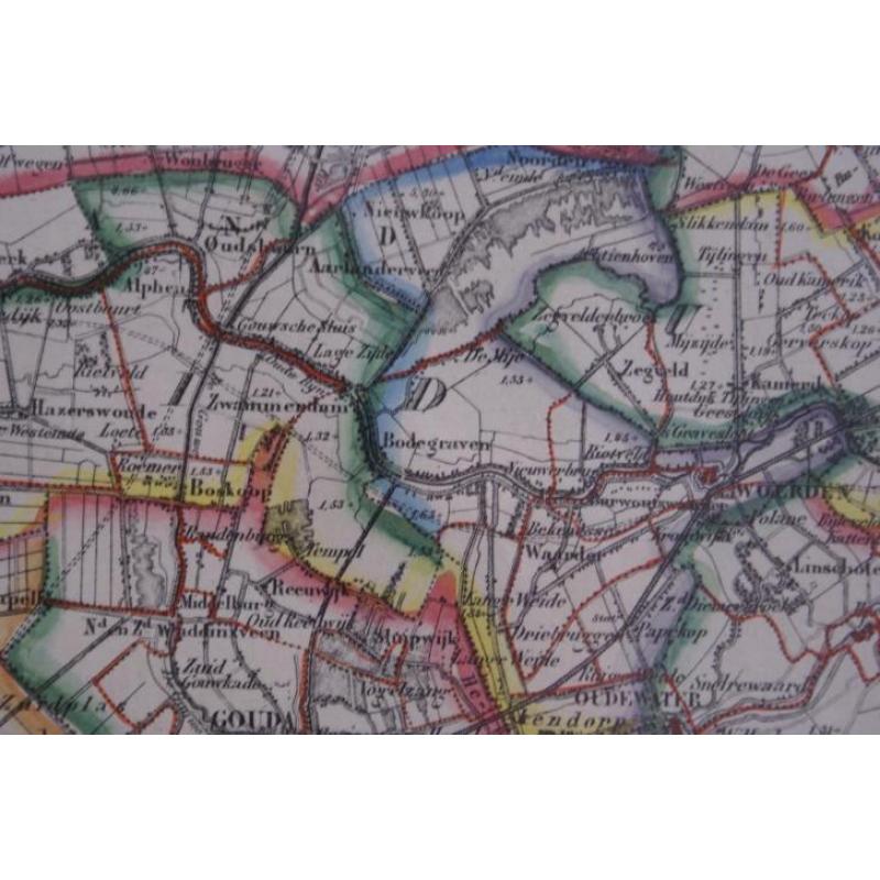 Antieke kaart, Zuid-Holland-Utrecht, 1866!