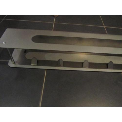Moderne wand kapstok metaal grijs 6 haken.