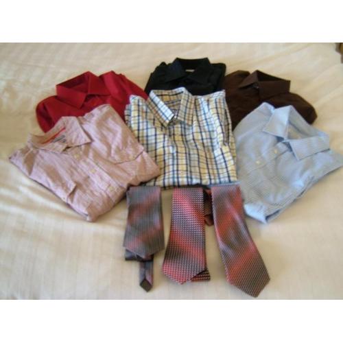 Diverse overhemden 42 XL 43 L 44 ZGAN blauw rood zwart bruin