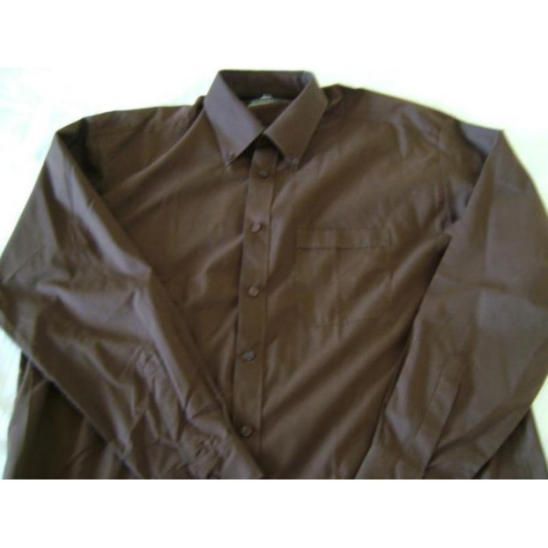 Diverse overhemden 42 XL 43 L 44 ZGAN blauw rood zwart bruin