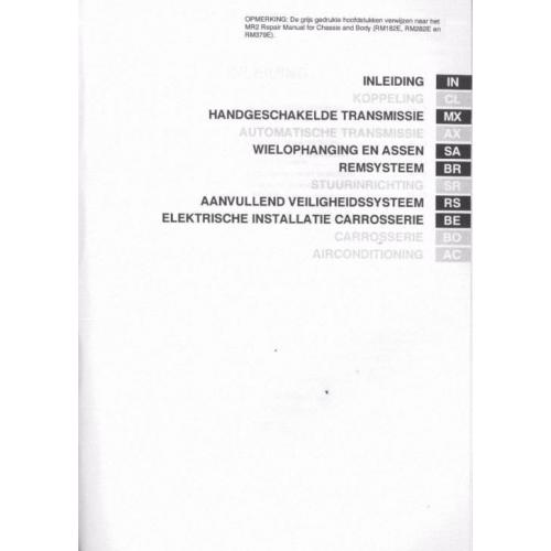 1996 Toyota MR2 Chassis Carosserie Reparatieboek Supplement
